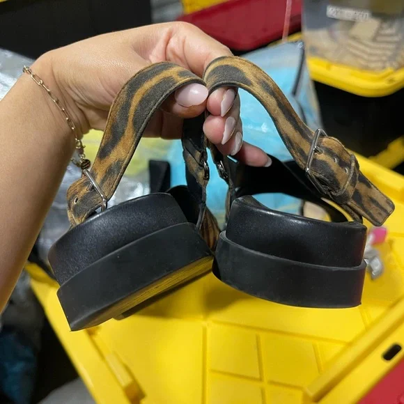 PradaCalf hair leopard print sandals